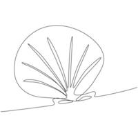 Seashell scallop. Continuous one line drawing of an oyster mollusk. Editable stroke vector