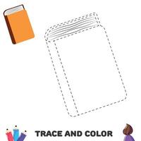 Trace and color book. Handwriting practice for kids.  Educational sheet with game. Vector illustration