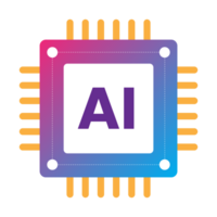 a computer processor chip icon with AI, isolated on transparent background png