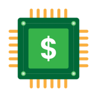dollar symbol on green chip icon on transparent background png