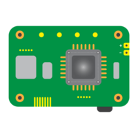 a green electronic circuit board with a chip on it png