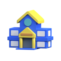 Buildings icon set. Apartment, bank, castle, church, school, clinic, condominium, embassy, factory, police station. 3d icon. PNG