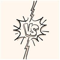 Doodle sketch style of Versus Or VS Letters Logo cartoon hand drawn illustration for concept design. Illustration style doodle and line art vector