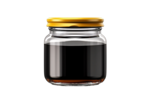 AI generated a glass jar with black liquid on a transparent background png