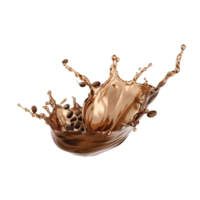 AI generated coffee beans falling into a splash of liquid png