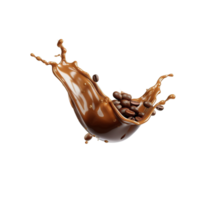 AI generated coffee beans falling into a splash of liquid png