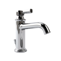 AI generated a modern faucet with chrome finish and a transparent background png