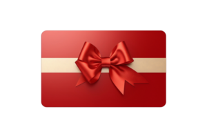 ai generado rojo regalo tarjeta con arco en transparente antecedentes png