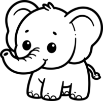olifant tekenfilm karakter lijn tekening zwart en wit kleur bladzijde png