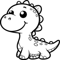 Dinosaur cartoon character line doodle black and white coloring page png