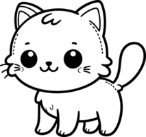 katt tecknad serie karaktär linje klotter svart och vit färg sida png