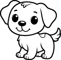 Dog cartoon character line doodle black and white coloring page png