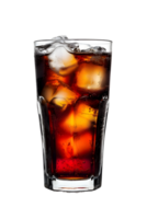 ai generiert ein Glas von Cola mit Eis auf ein transparent Hintergrund png