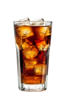 AI generated a glass of cola with ice on a transparent background png