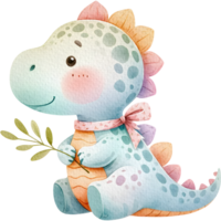 AI generated Dinosaur cute character watercolor png