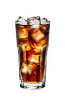 ai gegenereerd een glas van cola met ijs Aan een transparant achtergrond png