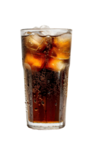 ai generiert ein Glas von Cola mit Eis auf ein transparent Hintergrund png