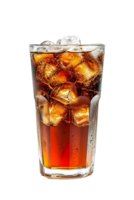 ai gerado uma vidro do Cola com gelo em uma transparente fundo png