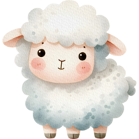 ai généré mouton mignonne personnage aquarelle. png