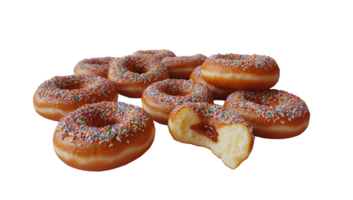 ai gerado rosquinhas com granulados em uma transparente fundo png