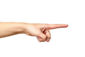 AI generated hand pointing at something on a transparent background png