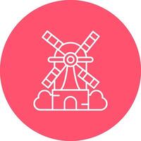 Windmill Line color circle Icon vector