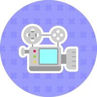 vídeo cámara plano pegatina icono vector