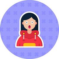 Surprised Flat Sticker Icon vector