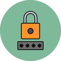 Security Pin Line Filled multicolour Circle Icon vector