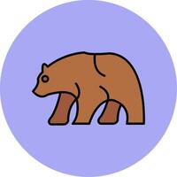 Bear Line Filled multicolour Circle Icon vector