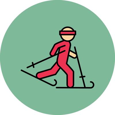 Ski Line Filled multicolour Circle Icon