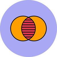 Overlap Line Filled multicolour Circle Icon vector