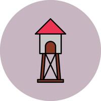 Watchtower Line Filled multicolour Circle Icon vector