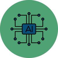 Artificial Intelligence Line Filled multicolour Circle Icon vector