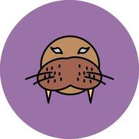 Walrus Line Filled multicolour Circle Icon vector