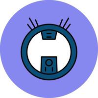 Robot Vacuum Line Filled multicolour Circle Icon vector