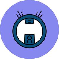 Robot Vacuum Line Filled multicolour Circle Icon vector