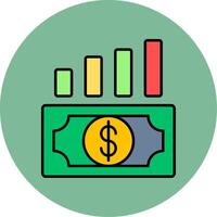 Money Growth Line Filled multicolour Circle Icon vector