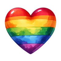 AI generated Pride  heart-shaped watercolor clipart. Ai Generate png