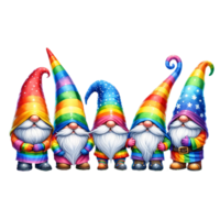 ai generado orgullo gnomos acuarela clipart. ai generar png