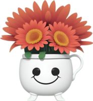 AI generated Cartoon flower with a smiling face. png