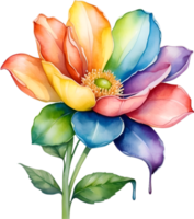 ai gerado aguarela pintura do uma fofa arco Iris flor. png