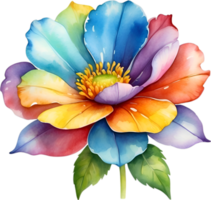 AI generated Watercolor painting of a cute rainbow flower. png