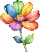 ai generiert Aquarell Gemälde von ein süß Regenbogen Blume. png