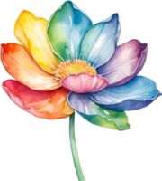 ai genererad vattenfärg målning av en söt regnbåge blomma. png