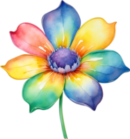 ai gerado aguarela pintura do uma fofa arco Iris flor. png