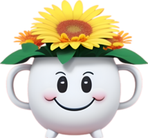AI generated Cartoon flower with a smiling face. png