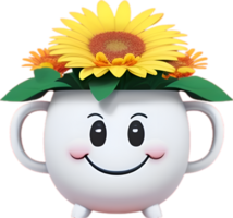 ai gerado desenho animado flor com uma sorridente face. png