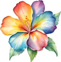 AI generated Watercolor painting of a cute rainbow flower. png