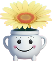 AI generated Cartoon flower with a smiling face. png